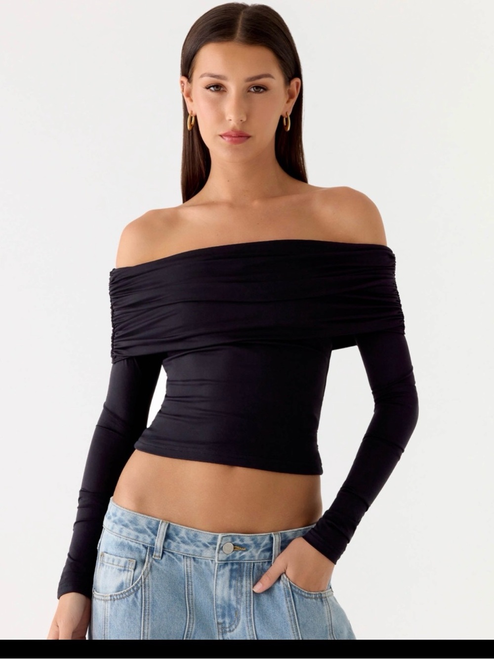 NWT Meshki Corinna Modal One Shoulder Top Black  small
